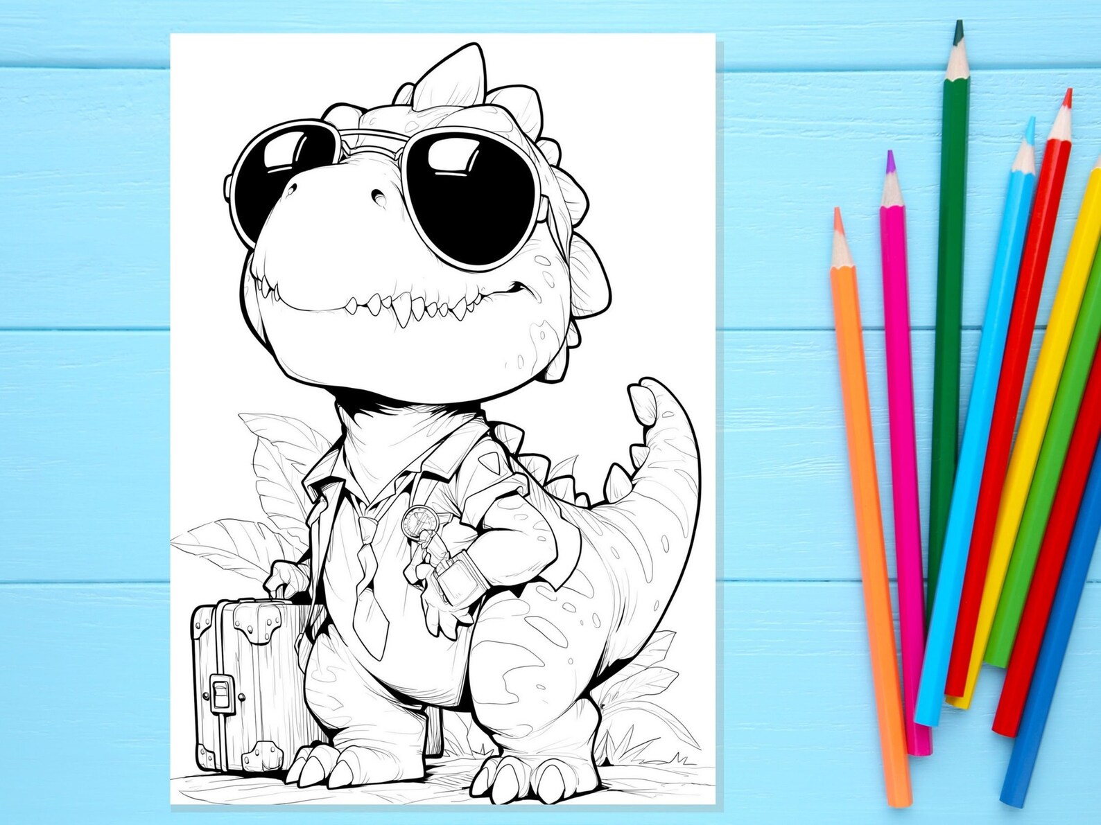 Cute Dinosaur Coloring Pages for Kids, 31 Page Digital Coloring Book ...