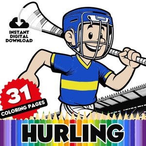 Hurling Kolorowanki - 31-stronicowa tradycyjna irlandzka książka do kolorowania sportów, różnorodne wzory i style do kolorowania