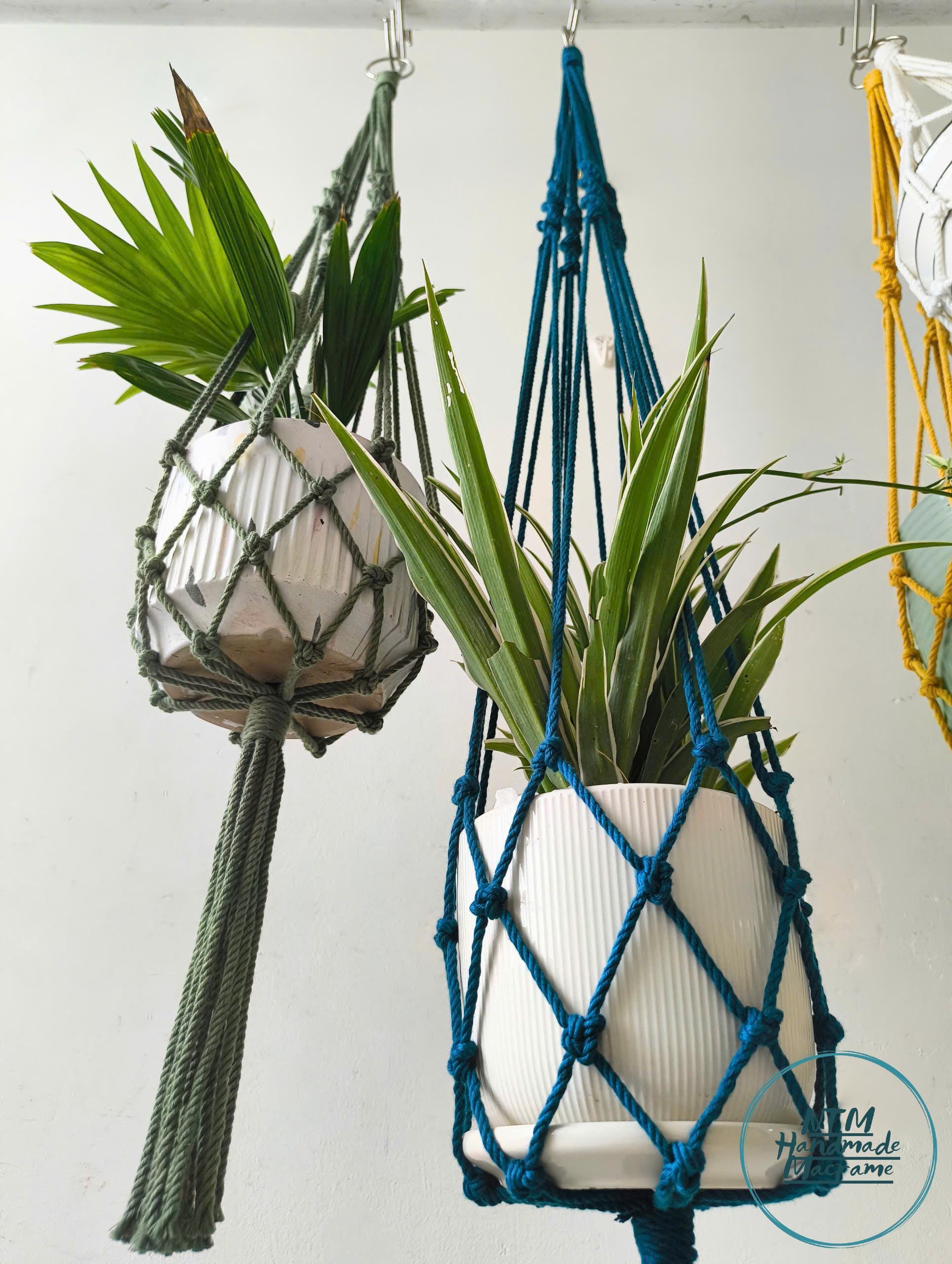 Macrame Plant Hanger – 23 Inch Cotton Rope Basket, No Tassel, Holds 4-8 Inch Pots, Boho Hanging Planter For Indoor/Outdoor Use