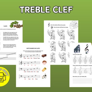 Treble Clef - PDF Printable - Music Theory Sheet - Music Homeschooling - Beginner Music - Piano Lessons - Music Class