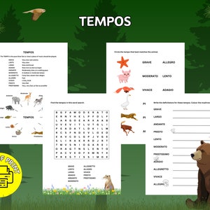 Tempos - PDF Printable - Music Theory Sheet - Music Homeschooling - Beginner Music - Piano Lessons - Music Class