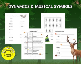 Dynamis & Musical Symbols - PDF Printable - Music Theory Sheet - Music Homeschooling - Beginner Music - Piano Lessons - Music Class