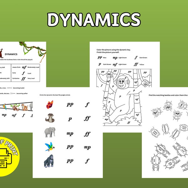 Dynamics - PDF Printable - Music Theory Sheet - Music Homeschooling - Beginner Music - Piano Lessons - Music Class