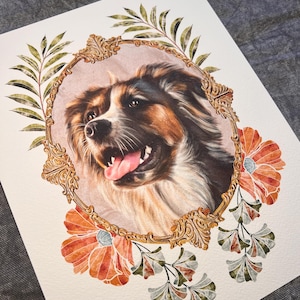 Custom Pet Portrait, Hand designed watercolor style, Personalized Pet Portrait ,Memorial Gift - Dogs, Cats,  Unique Pet Watercolor, wall art