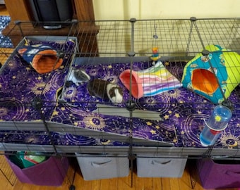 Fleece Cage Liner, Pee Pad, Guinea Pig, Hedgehog, C&C Cage, Zorb Absorbent, Washable, Custom Size