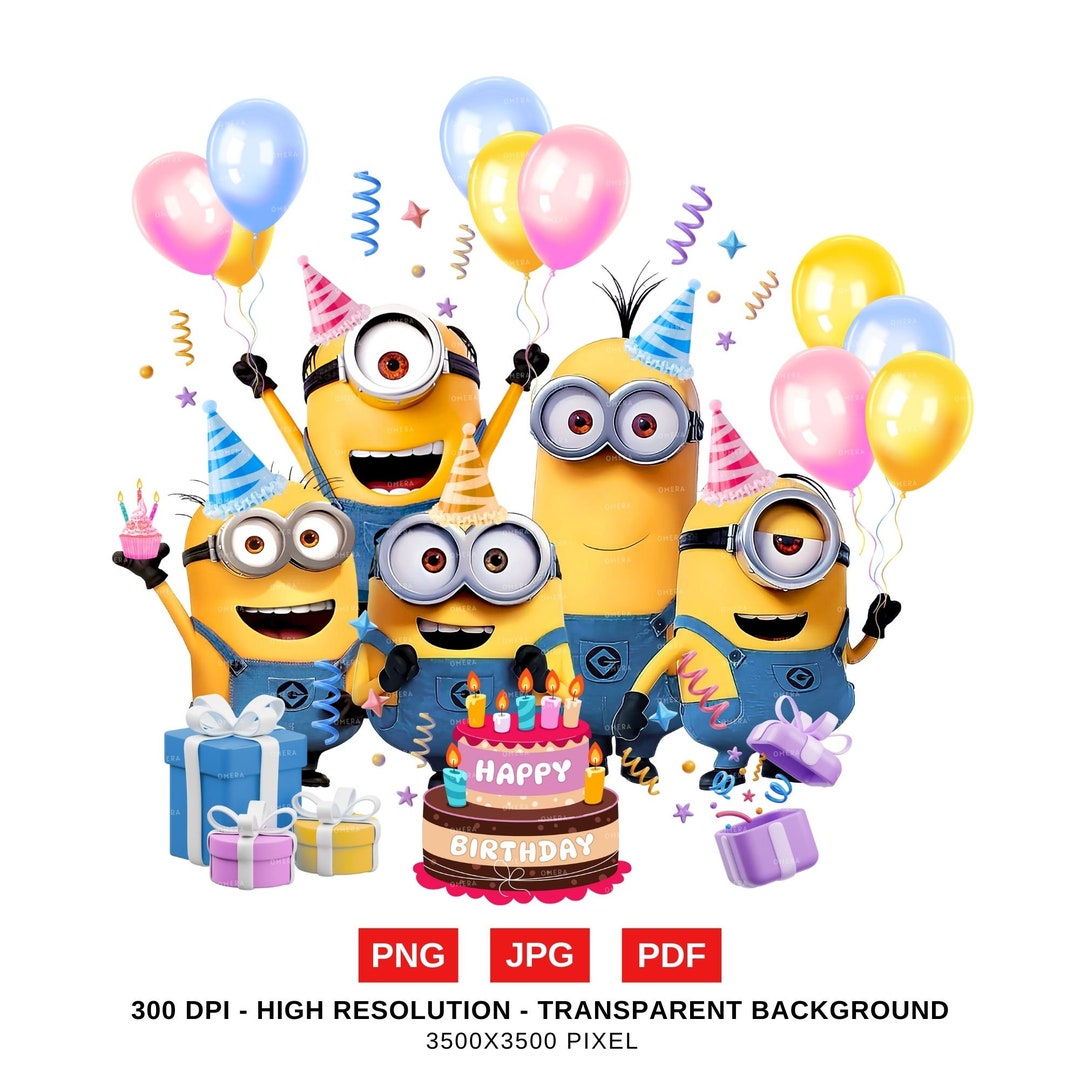 Minions Birthday PNG, JPG, PDF / Cartoon Character / Birthday Gifts / Minion T-shirts - Etsy UK