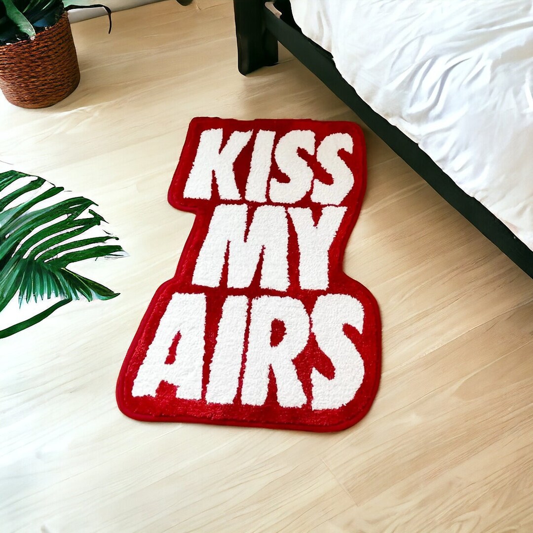 Carpet KISS MY AIRS Red Bedroom Rug, Living Room Rug, Teen Rug, Soft