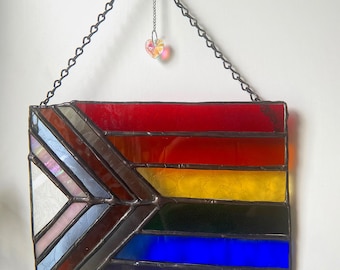 Atrapasol con bandera del orgullo, vitrales hechos a medida / Regalos para el orgullo / LGBTQ+