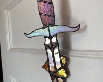 Espada de vidrio de colores / Atrapasol o colgante de pared / Espejo / Hecho a pedido