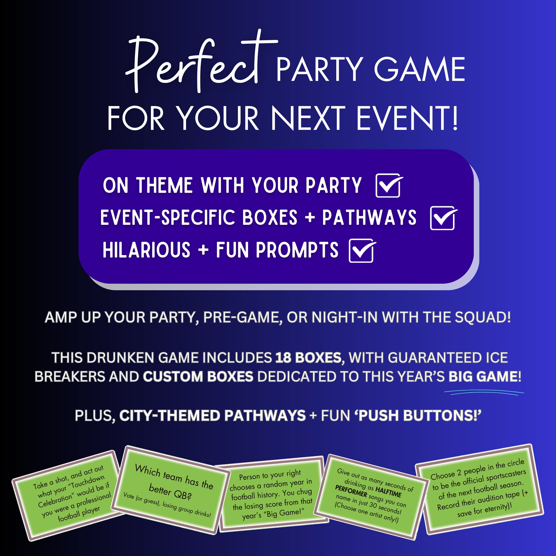 SUPER LVIII SUNDAY Drinking Board Game, Kansas City, San Francisco