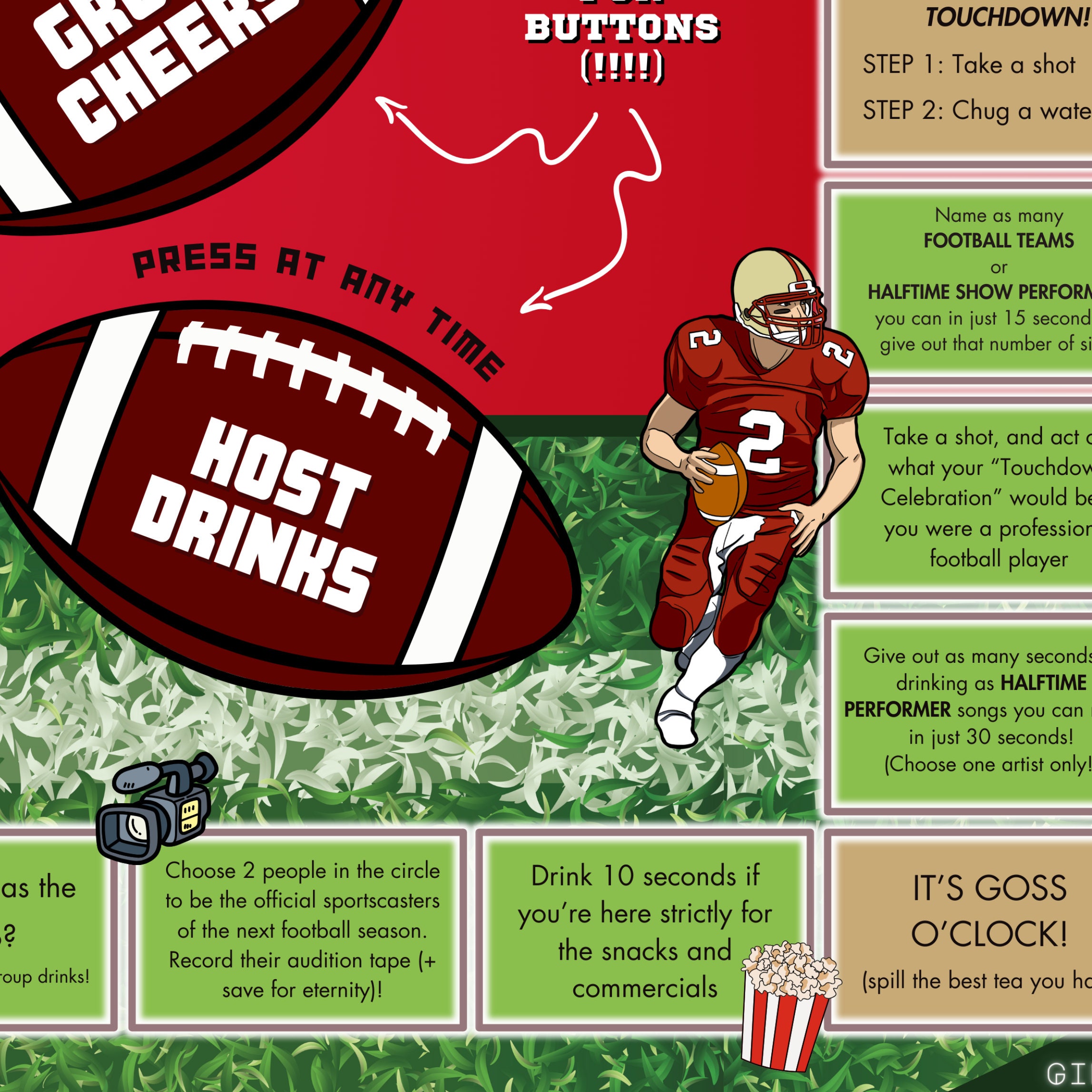 SUPER LVIII SUNDAY Drinking Board Game, Kansas City, San Francisco