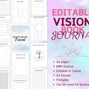 Vision Buch Journal | Mind Map | Vision Buch | Dankbarkeit ausdrücken | Affirmationen | Inspirierende Zitate | Digitaler Planer | PLL