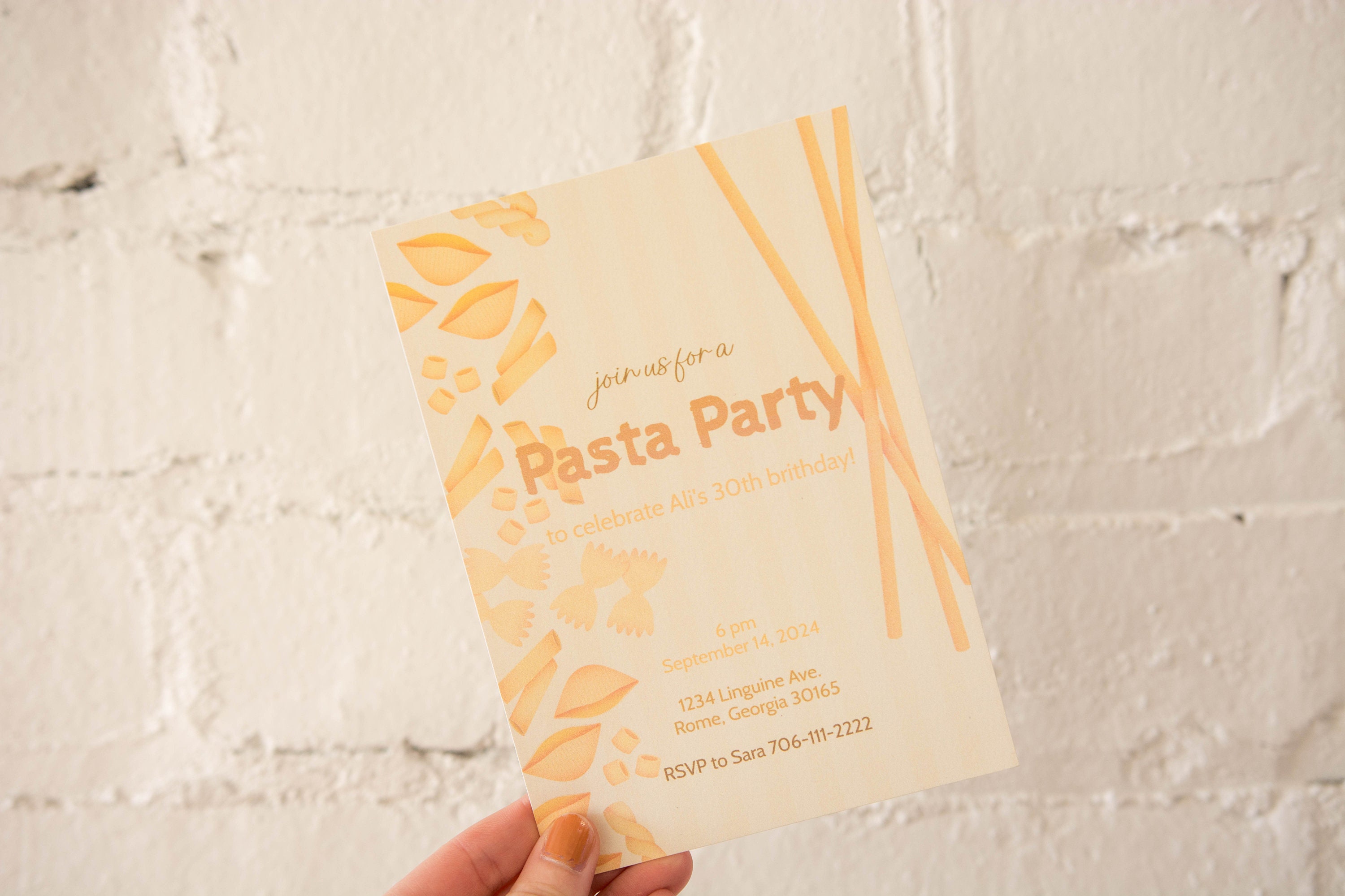 Editable, Printable Pasta Party Invitation, Dinner Invitation