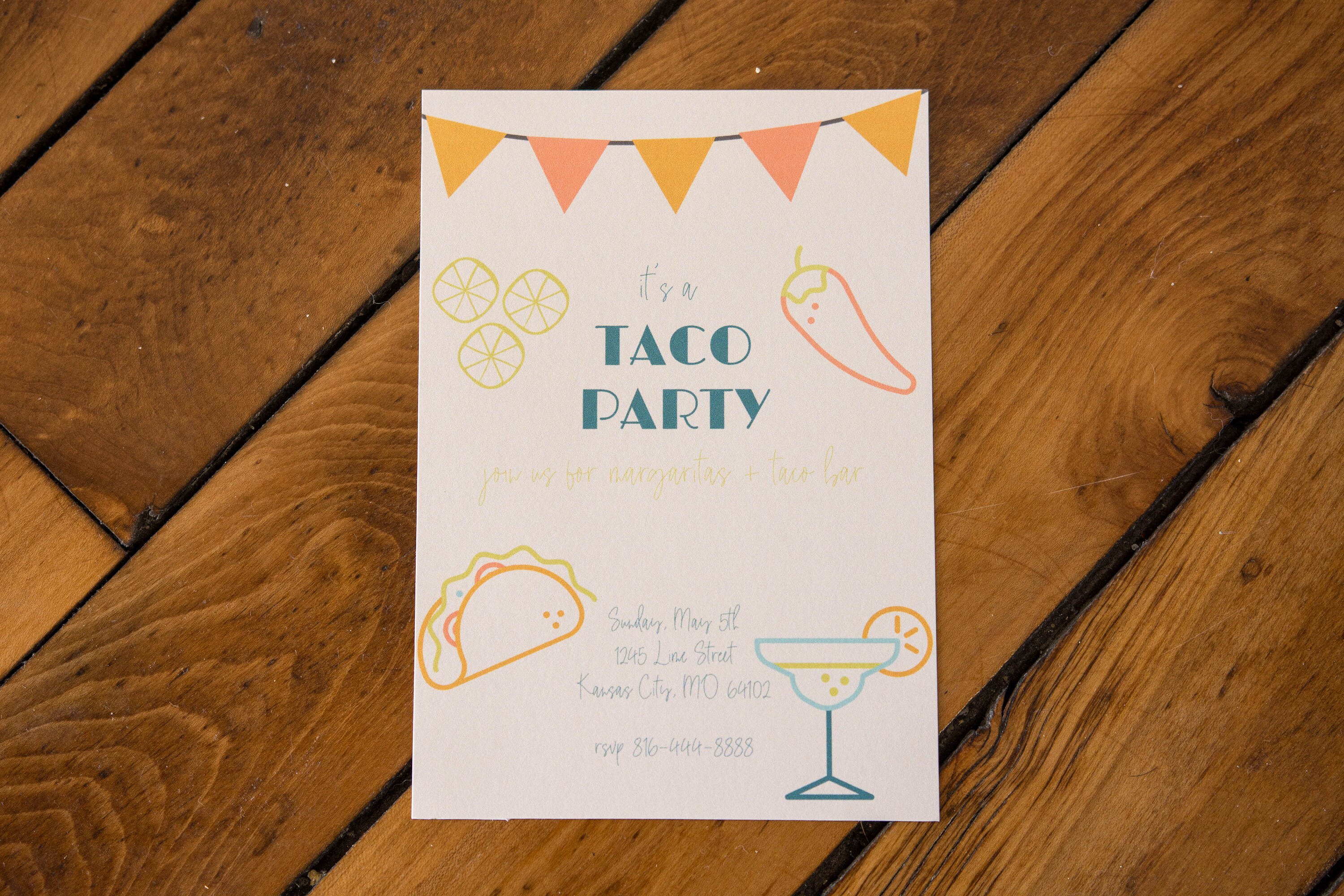 Taco Party Invitation, Editable, Printable Templet; Taco Tuesday Party ...