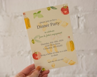 Printable, Editable Dinner Party Invitation, Pasta, Italian