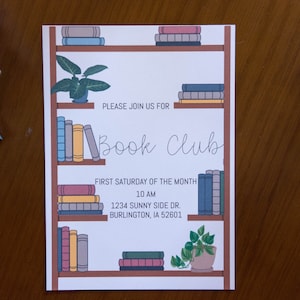 Book Club Invitation, editable and printable template, instant download