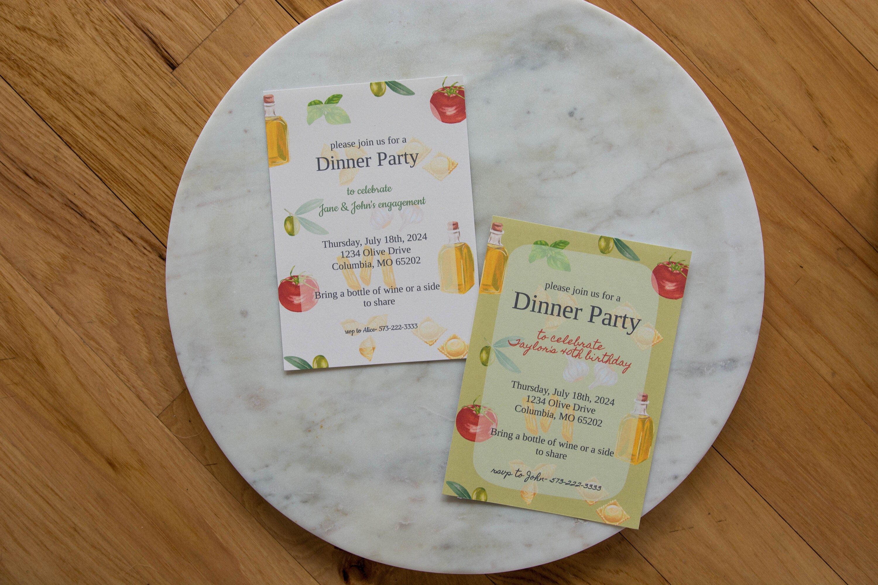 Editable, Printable Dinner Invitation, Italian, Mediterranean, Pasta ...