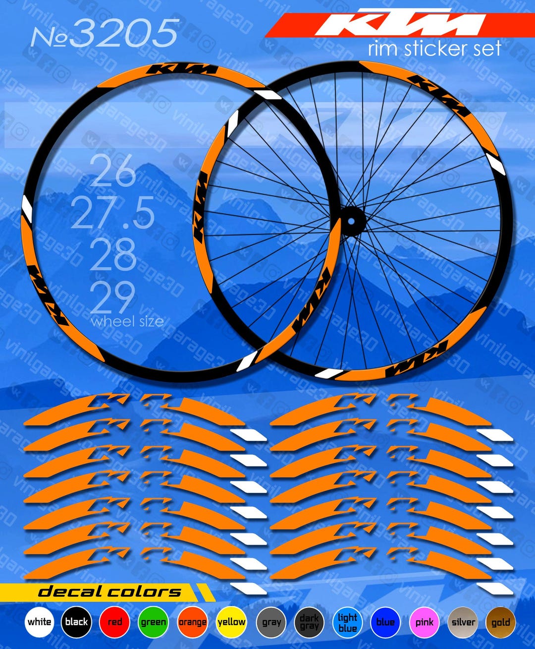 KTM Set of Bicycle Rim Stickers. All Colors - Etsy