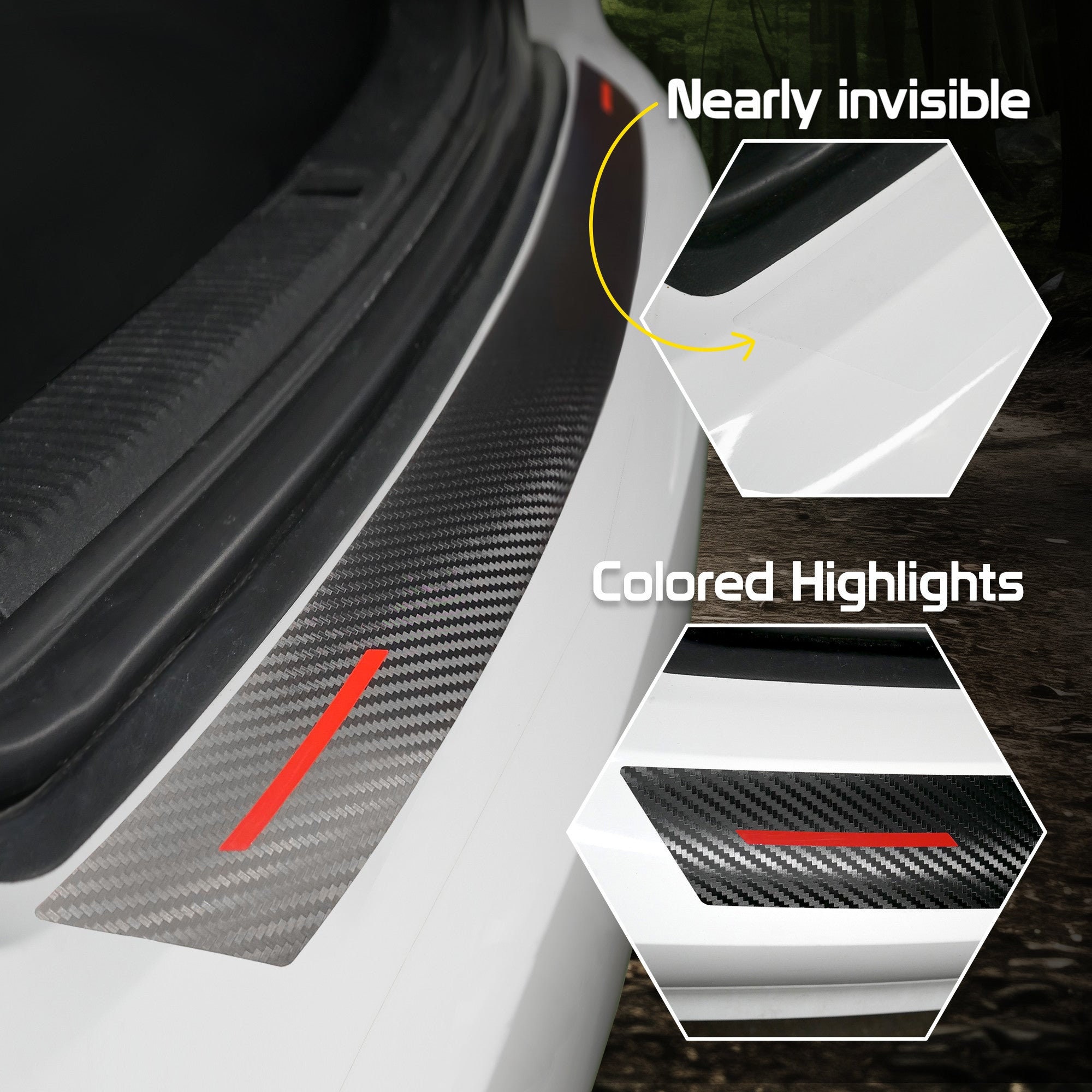 Protection Seuil De Coffre Voiture - Pour Mercedes GLC II (2022-2024) - Fibre De Carbone Noir - Adhésif 3M - Antidérapant