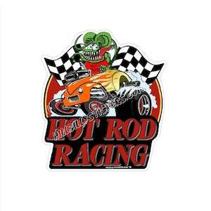 Hot Rod Racing Sticker. 4.2&quot; x 4.8&quot; tall (New On The Market)  Awesome Graphics & Colors, Great for a gift. Out door use 4 yr.