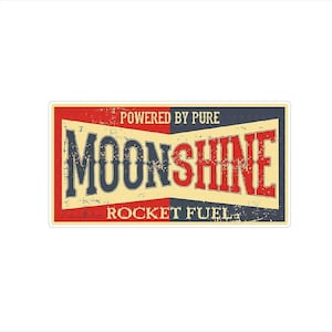 Vintage Moonshine 2.6&quot;x 5&quot; Long Sticker -  Awesome Colors.   Water & UV Proof. Great for any kind of Vehicles, Mancave. Laptops,