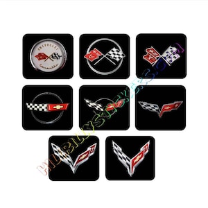All 8 Generations Vintage Vette Stickers  ~ 3&quot; x 3.375&quot; Long /  NEW - Beautiful Graphics ~ UV / Water Proof Good for 4 yrs. outdoors.