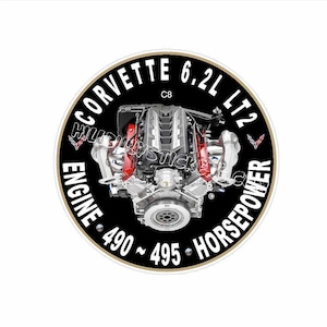 NEW - C 8  Vette Horsepower Sticker  4.750&quot; x 4.750&quot; Tall  - Awesome Graphics & Colors. (New On The Market) Out door use 4 yr. Great Gift!