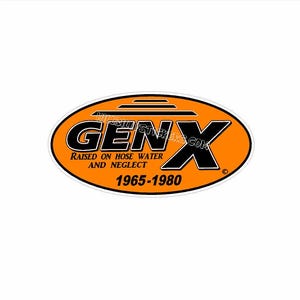 NEW - Generation X Oval Sticker. 2.5&quot;x4.8 wide. From 1965 - 1980  Vintage Looking.   UV & water Proof 4yr. Show your generation colors.