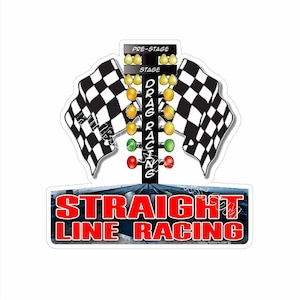 Drag Racing - Straight Line Racing Sticker. Awesome Graphics.  5&quot;x 5&quot; Tall. (NEW on the market.  Great Colored Sticker! UV/water Proof 4 yr.