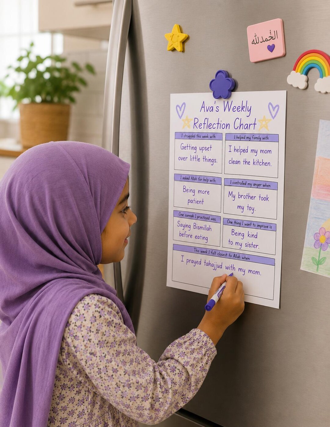 Personalized Muslim Reflection Chart for Girls Personalized Islamic ...