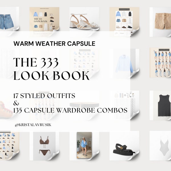 Warm Weather  | 333 Lookbook | Gen Z Fashion | Thrift | Minimalist Wardrobe | Style Guide Mix/Match Outfits | Capsule Wardrobe| Neutrals