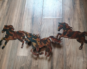 Running Horses 3D metal art decor.