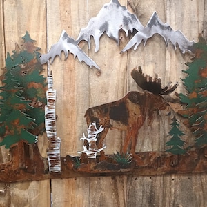 Moose in woods 2 ft 3D metal art
