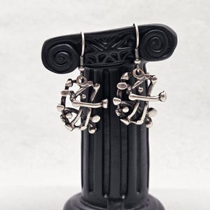 Handcrafted Silver Twig Earrings – Textured Nature Drop Design