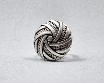 Brutalist Silver Plated Ring: Modernist Adjustable Zamak Statement Ring