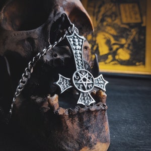 Viasiniestra inverted cross gothic cross antichrist satanic jewelry anticosmic