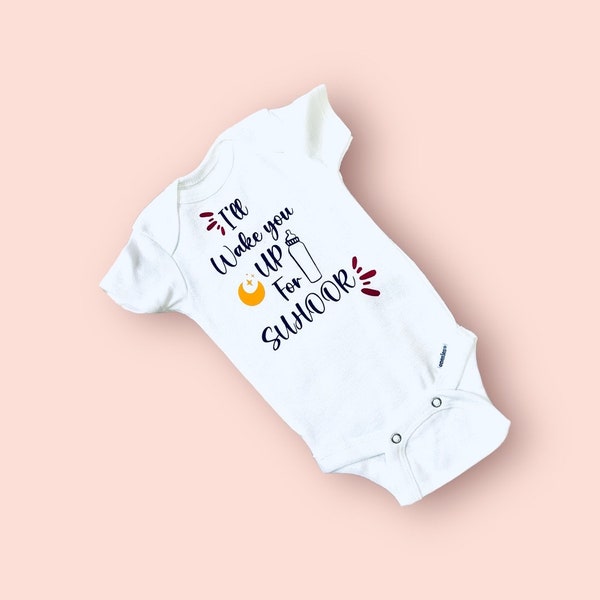 Ramadan Baby Bodysuit Onsie | I'll Wake You Up For Suhoor Funny Eid Gift for Mommy & Daddy's Suhoor Alarm Clock