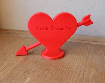 valentines day or anniversary heart stand with both your names cupids heart