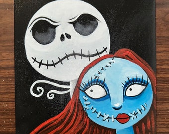 11x14 Jack & Sally Whimsical Acrylic Painting