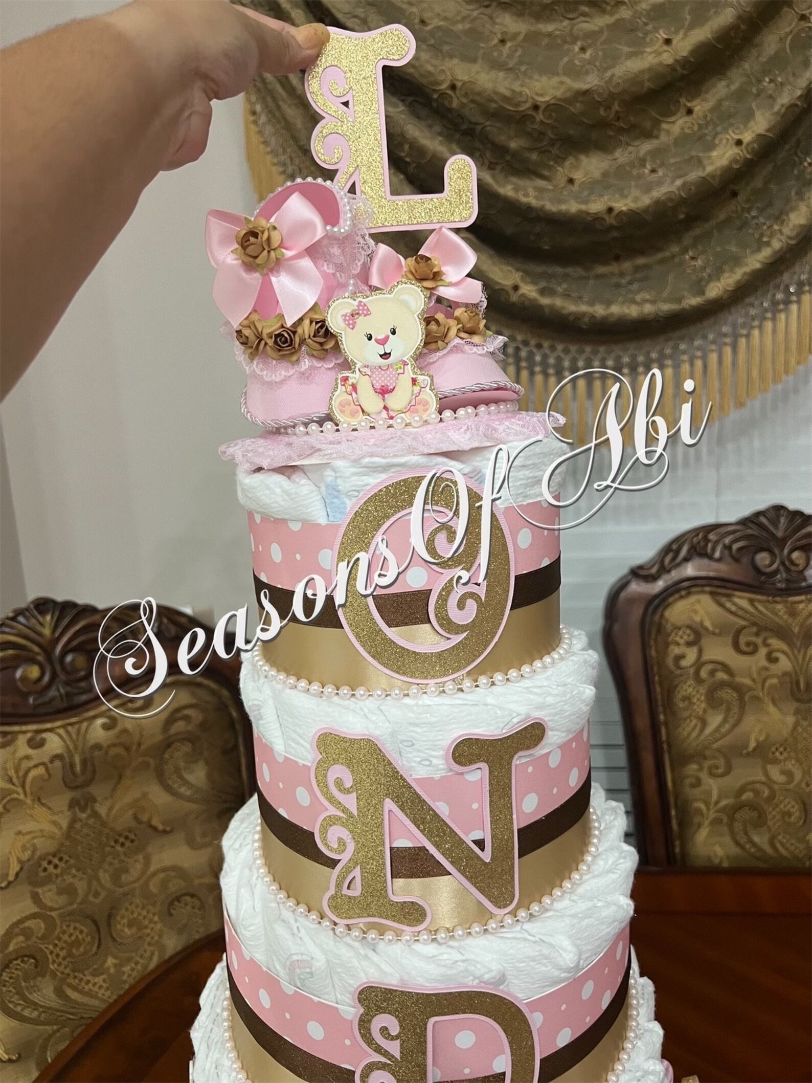 Teddy Bear Diaper Cake, 5-tier Baby Shower Centerpiece - Etsy