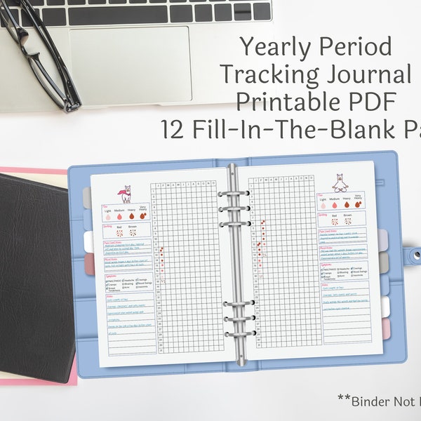 Llama Themed Period Tracker - Printable PDF Journal Pages for Private Cycle Tracking | Period Tracking Journal Pages
