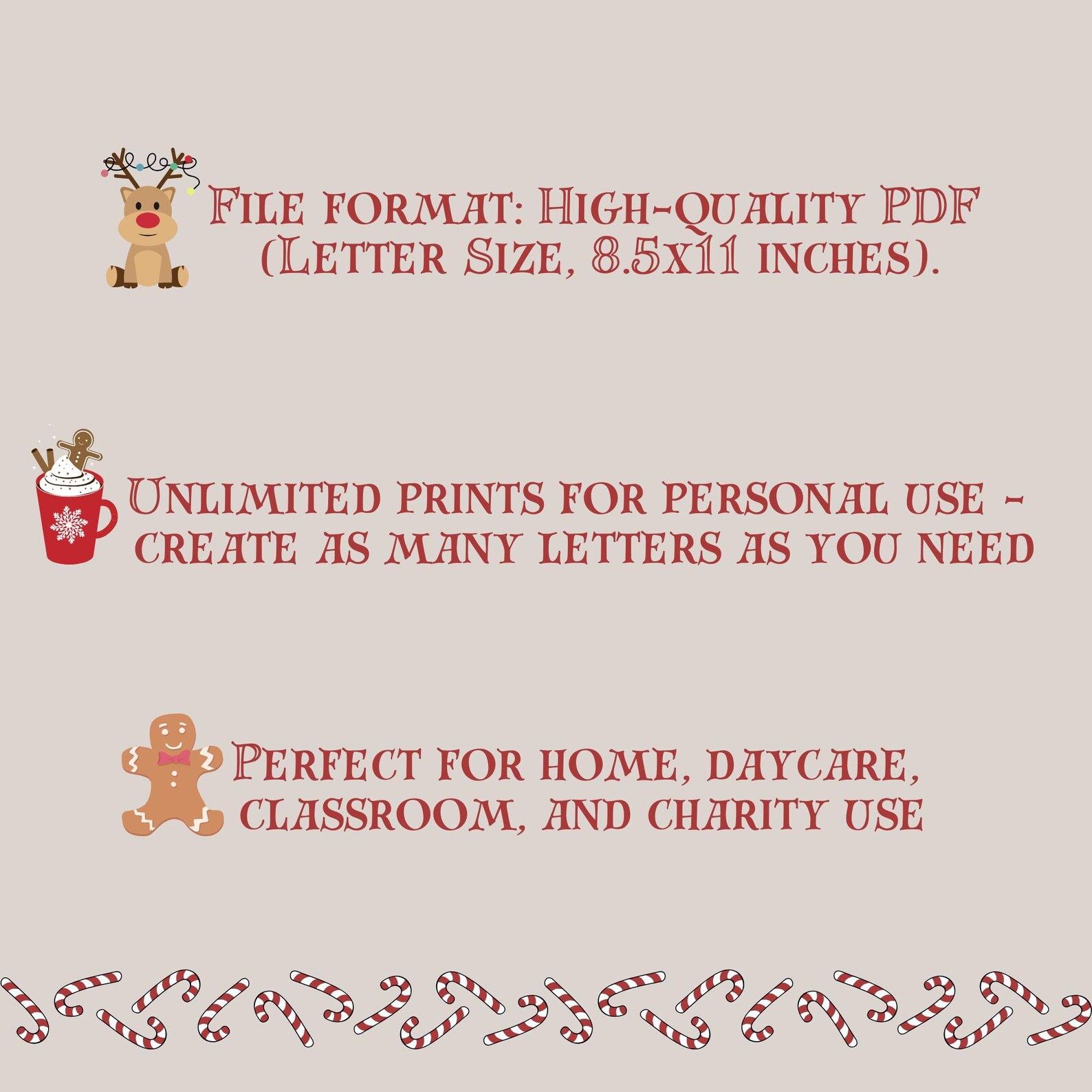 Printable Dear Santa Letter | PDF Instant Download - Etsy