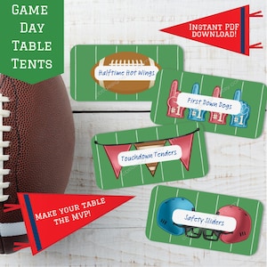 Game Day Party Table Tents | Game Day Food Labels | Printable Food Cards | Football Party Decoration Instant Digital Download