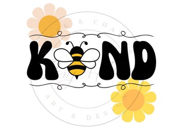 Vintage Sublimations, Designs Downloads, Be Kind, Png, Clipart, Shirt Design Sublimation Downloads, Flower T-shirt, Bee Kind