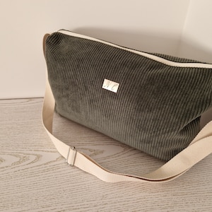Sac bandoulière Toudou velours vert kaki