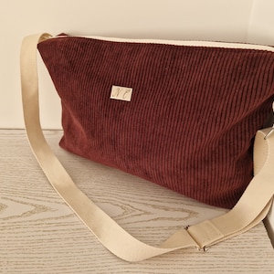 Sac bandoulière Toudou velours bordeaux