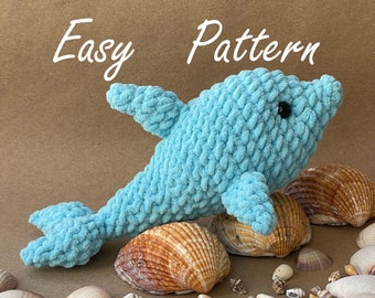 PATRÓN: Patrón de crochet de delfín adorable muy fácil con instrucciones fotográficas paso a paso - Patrón en PDF