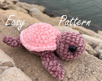 PATRÓN: Patrón de tortuga de peluche de crochet fácil y adorable - Guía PDF fácil paso a paso