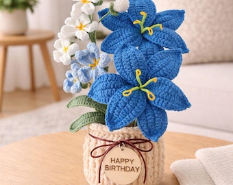 Cadeau pour enseignant·e – Bouquet de fleurs en pot au crochet – Cadeau de remerciement pour enseignant·e – Fleurs éternelles faites main – Décoration de bureau