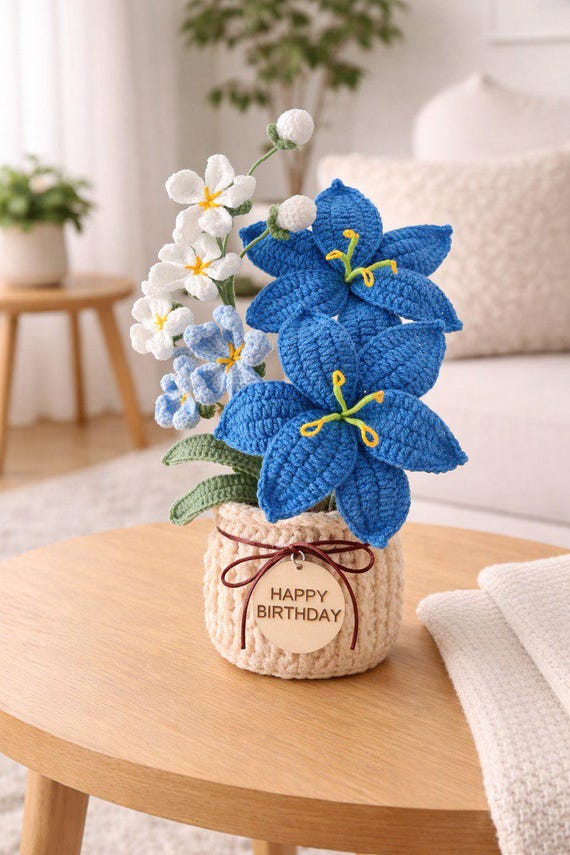 Teacher Gift – Crochet Flower Pot Bouquet – Teacher Appreciation Gift – Handmade Forever Flowers – Desk Decor